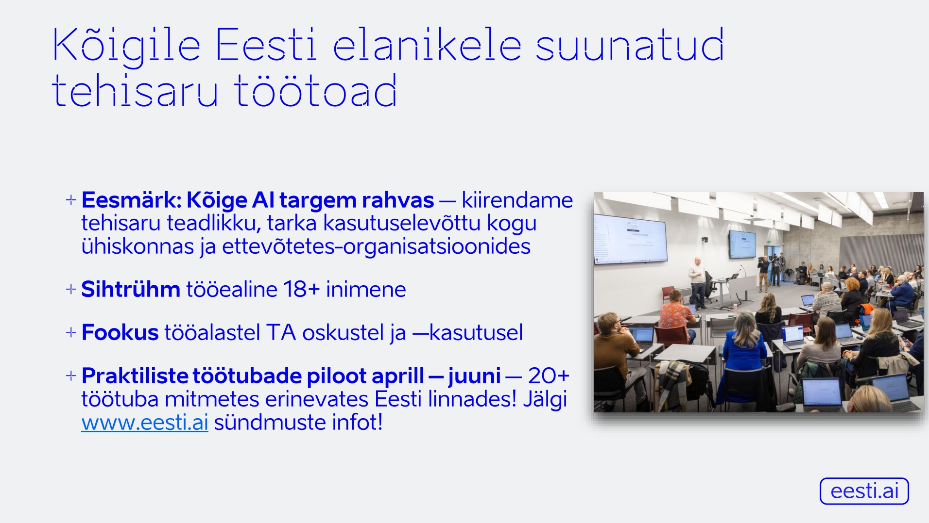 Kõigile Eesti elanikele suunatud tehisaru töötoad